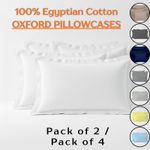 Luxury 400TC Egyptian Cotton Oxford Pillowcases Pack of 2 & 4 Pack 50x75cm Soft
