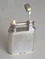 Vintage Alfred Dunhill Lift Arm Petrol Lighter Silver Plated Full Working Order