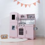 Wooden Playset for Kids Toy Cooking Set Pretend Play with Accessories PK05 Pink