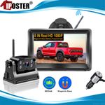 Wireless Magnetic Battery Trailer Hitch Car Truck Rear Camera 5" Split Monitor
