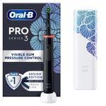 Oral-B Pro 3 3500 Electric Toothbrush with Floral Art Travel Case Black