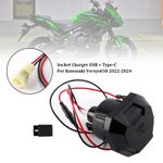 Right Socket Charger USB + Type-C Quick For Kawasaki Versys 650 2022-2024