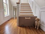 Freestanding Wooden Dog Gate Pet Barrier Stair Guard No Drill Puppy Fence Bone