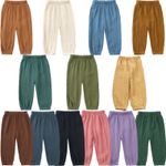 New-Toddler Girl Boy Cotton Linen Casual Pants Solid Color Elastic Waistband Tro