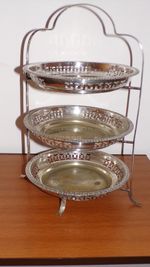 3 tier original silver plate EP matching Chased Cakestand