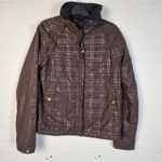 Tommy Hilfiger Womens Brown Plaid Golf Jacket Full Zip Polyester Size Medium