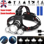 2/4/6 PACK Super Bright LED Zoomable Headlamp Rechargeable Head Torch Headlight