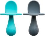 Grabease Baby Spoon Silicone Feeding Spoons 2-Pack Teal & Gray