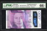 GIBRALTAR  100 POUNDS 2015 PMG 66 EPQ LOW SERIAL NUMBER