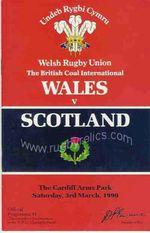 WALES v SCOTLAND 1990 RUGBY PROG 3 March CARDIFF SCOTTISH GRAND SLAM SEASON