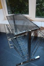 Vintage 1970s Chrome & Smoked Glass Magazine/Record Rack Mid Century Retro