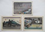 3 vintage japanese woodblock prints/hiroshige/tokaido/ukiyoe