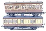 Rake Of 2x Ratio 5613 And 5610 OO Gauge GWR Chocolate Cream 4 Wheels Coach Unbox