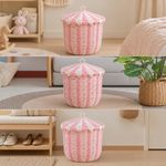 Circus Stripe Laundry Basket, Woven Plant Fiber Storage Basket