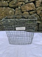 Rustic Galvanized Wire - Magazine Basket - Twin Handles - Industrial Style.