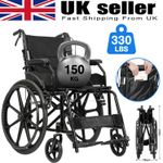 Self Propelled Wheelchair Folding Black Lightweight Foldable Manual Wheel Chair