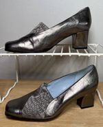 Van Dal England Vintage Heel Court Shoes UK 5 D Silver Leather & Textile Uppers