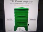  Worm Farm,  5 - Tray,  Vermicompost Bin,  Green,   Capacity: 75L