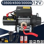 12V 13500lb/4500lb/3000lb ELECTRIC WINCH WIRELESS REMOTE STEEL ROPE RECOVERY