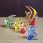 Vintage 2000s Set of Angel Fish Handmade Blown Glass Miniatures