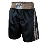 Cleto Reyes Satin Boxing Shorts - Black Gold Stripe