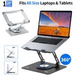 360° All Metal Portable Laptop Tablet Stand Riser Adjustable Holder For Desk