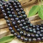 Genuine 10-11MM Natural Black Akoya Freshwater Cultured Pearl Loose Beads 15"