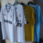 4 Hummel Tottenham Hotspur Home & Away Shirts White Yellow Blue 1985-91 XL VGC