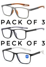 3 Pack Reader SPORTS Silicone Womens Temple Mens READING GLASSES S1