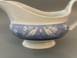 Booths England Cameo Gravy Boat Silicon China Blue White Birds Grapes Gold Trim