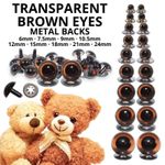 Safety Eyes with Metal Backs Brown Transparent - Teddy Bear Toy Doll