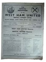 1955/56 Combination Match West Ham United Reser v Bristol Rovers Reser, 17 March