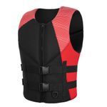 Adult Life Jacket Red Striped Adjustable Buckle Flotation Vest Sleeveless