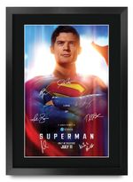 Superman Movie Film Poster Cast Signed Printed Autograph A3 Framed Memorabilia