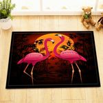 Pink-Flamingo Bath Mat Modern Art Boho Soft Flannel Bath Rugs for Bathroom