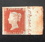 Queen Victoria Penny Red SG.8 MNH OG Marginal Inscription 4 Margins 3mm Tear VG