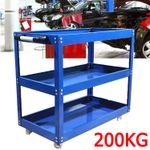 Durable Garage Tool Storage Heavy Duty Trolley Workshop 3 Tier Wheel Cart Shelf