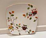 Pier 1 Imports Enchanted Woods Porcelain Owls On Tree Branches 8" Plate