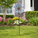 Colorful Painted Metal Wind Spinner for Garden Lawn and Patio Decoration
