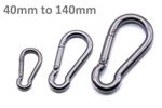 Stainless steel carabiner snap spring hook A4 316 clip marine grade rope 