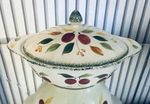 Ceramic St Michaels Oval Lidded Tureen with Handles, White Fruit Pattern Glazed