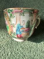 Antique Chinese Canton Famille Rose Medallion Porcelain Teacup