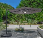 Kettler 3.0m Round Free Arm Parasol - Grey Frame/Grey Taupe Canopy
