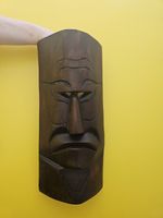 HAND CARVED  Natural Wooden African Tribal tiki Mask Wall Hanging kenya  XXL 