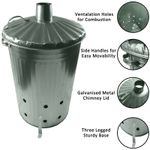 90L Garden Incinerator Large Steel Galvanised Metal Fire Bin Brazier burner bin