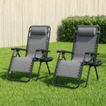 Zero Gravity Garden Chair Outdoor Reclining Sun Lounger Beach Recliner PACK OF 2