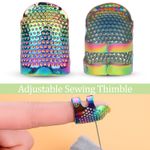 4x Rainbow Metal Sewing Thimbles Medium Size Finger Protectors for Stitching