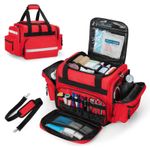 Large Capacity Emergency Medical Bag with Removable Dividers Red Empty First