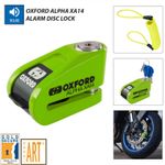 Oxford Alpha XA14 Super Strong Motorcycle Bike Security Alarm Disc Lock Green