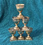 Vintage EPNS Silver Plate Set of 6 Egg Cups Pierced Square Pedestal Bases
